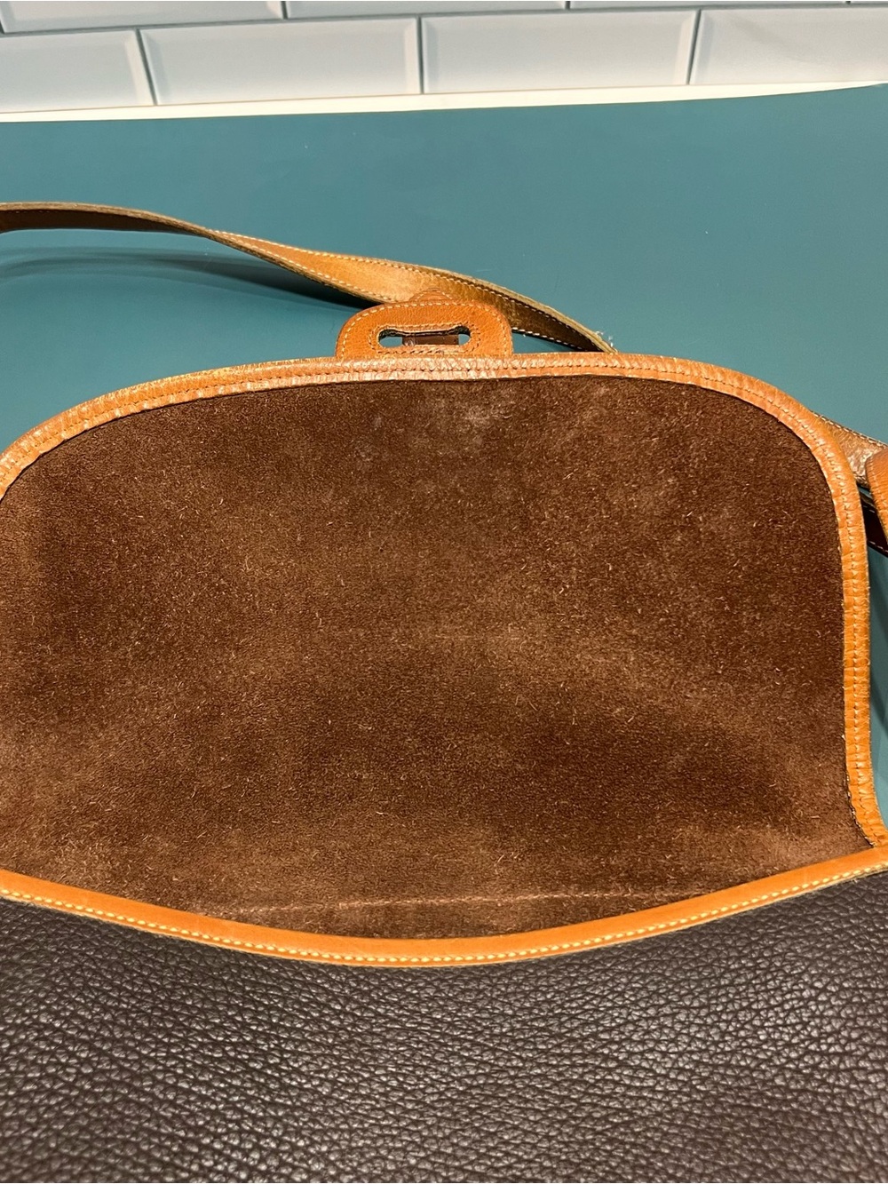 Vintage Dooney & Bourke Pebbled Leather Equestrian Crossbody Purse Duck 90s/80s - Picture 6 of 11